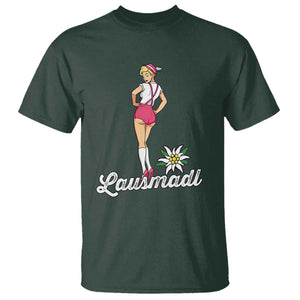 Retro Bavarian Pin Up Girl Lausmadl T Shirt Oktoberfest Edelweiss Flower TS02 Dark Forest Green Print Your Wear