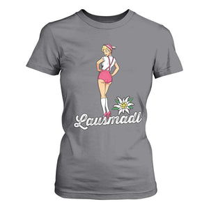 Retro Bavarian Pin Up Girl Lausmadl T Shirt For Women Oktoberfest Edelweiss Flower TS02 Charcoal Print Your Wear