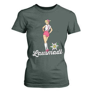 Retro Bavarian Pin Up Girl Lausmadl T Shirt For Women Oktoberfest Edelweiss Flower TS02 Dark Forest Green Print Your Wear