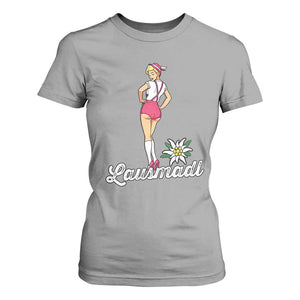 Retro Bavarian Pin Up Girl Lausmadl T Shirt For Women Oktoberfest Edelweiss Flower TS02 Sport Gray Print Your Wear