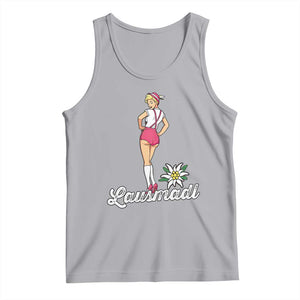 Retro Bavarian Pin Up Girl Lausmadl Tank Top Oktoberfest Edelweiss Flower TS02 Athletic Heather Print Your Wear