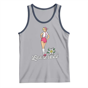 Retro Bavarian Pin Up Girl Lausmadl Tank Top Oktoberfest Edelweiss Flower TS02 Athletic Heather Navy Print Your Wear
