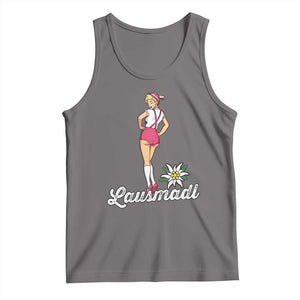 Retro Bavarian Pin Up Girl Lausmadl Tank Top Oktoberfest Edelweiss Flower TS02 Deep Heather Print Your Wear