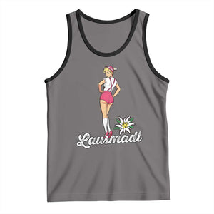 Retro Bavarian Pin Up Girl Lausmadl Tank Top Oktoberfest Edelweiss Flower TS02 Deep Heather Black Print Your Wear