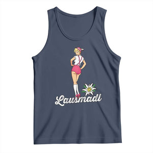 Retro Bavarian Pin Up Girl Lausmadl Tank Top Oktoberfest Edelweiss Flower TS02 Navy Print Your Wear