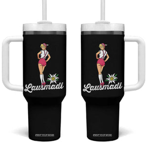 Retro Bavarian Pin Up Girl Lausmadl Tumbler With Handle Oktoberfest Edelweiss Flower TS02 One Size: 40 oz Black Print Your Wear