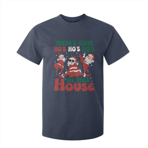 Christmas Santa T Shirt For Kid Theres Some Hos In This House Funny Xmas TS02 Navy Print Your Wear