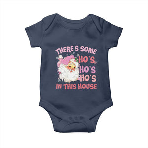 Christmas Pink Santa Baby Onesie Theres Some Hos In This House Retro Xmas Vibe TS02 Navy Print Your Wear