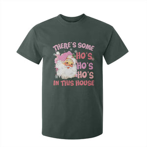 Christmas Pink Santa T Shirt For Kid Theres Some Hos In This House Retro Xmas Vibe TS02 Dark Forest Green Print Your Wear