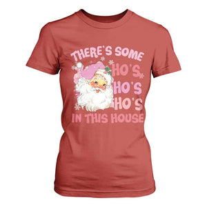 Christmas Pink Santa T Shirt For Women Theres Some Hos In This House Retro Xmas Vibe TS02 Red Print Your Wear