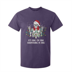Christmas Skeleton T Shirt For Kid It's Fine I'm Fine Everything Is Fine Xmas Light Funny TS02 Purple Print Your Wear