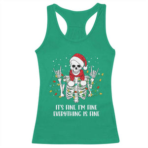 Christmas Skeleton Racerback Tank Top It's Fine I'm Fine Everything Is Fine Xmas Light Funny TS02 Irish Green Print Your Wear