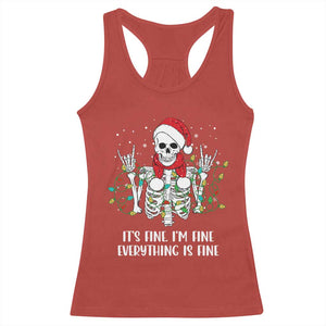Christmas Skeleton Racerback Tank Top It's Fine I'm Fine Everything Is Fine Xmas Light Funny TS02 Red Print Your Wear