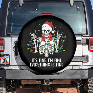 Christmas Skeleton Spare Tire Cover It's Fine I'm Fine Everything Is Fine Xmas Light Funny TS02 No hole Black Print Your Wear