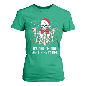 Christmas Skeleton T Shirt For Women It's Fine I'm Fine Everything Is Fine Xmas Light Funny TS02 Irish Green Print Your Wear