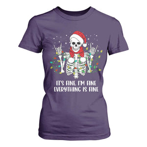 Christmas Skeleton T Shirt For Women It's Fine I'm Fine Everything Is Fine Xmas Light Funny TS02 Purple Print Your Wear