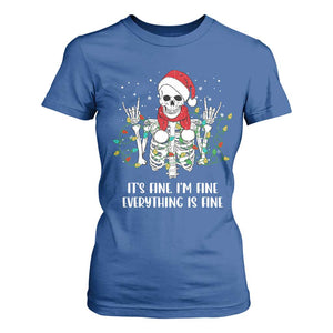 Christmas Skeleton T Shirt For Women It's Fine I'm Fine Everything Is Fine Xmas Light Funny TS02 Royal Blue Print Your Wear