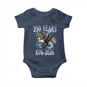 250 Years of American Freedom Baby Onesie Bald Eagle USA Flag 1776 to 2026 Patriotic TS02 Navy Print Your Wear