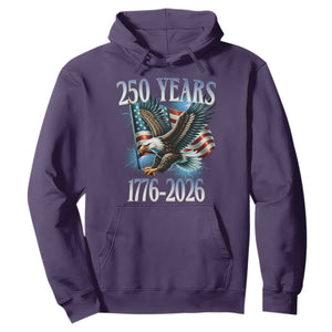 250 Years of American Freedom Hoodie Bald Eagle USA Flag 1776 to 2026 Patriotic TS02 Purple Print Your Wear