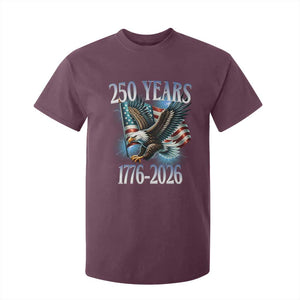 250 Years of American Freedom T Shirt For Kid Bald Eagle USA Flag 1776 to 2026 Patriotic TS02 Maroon Print Your Wear