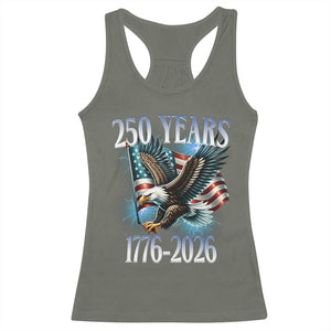 250 Years of American Freedom Racerback Tank Top Bald Eagle USA Flag 1776 to 2026 Patriotic TS02 Military Green Print Your Wear