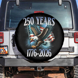 250 Years of American Freedom Spare Tire Cover Bald Eagle USA Flag 1776 to 2026 Patriotic TS02 No hole Black Print Your Wear