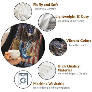 Military Navy 250th Anniversary Throw Blanket Forged of Salt and Steel Patriotic Eagle Anchor American Flag TS02 Print Your Wear