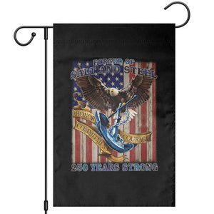 Military Navy 250th Anniversary Garden Flag Forged of Salt and Steel Patriotic Eagle Anchor American Flag TS02 Black Print Your Wear