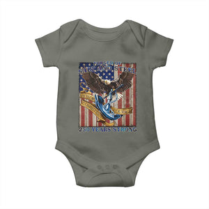 Military Navy 250th Anniversary Baby Onesie Forged of Salt and Steel Patriotic Eagle Anchor American Flag TS02 Military Green Print Your Wear