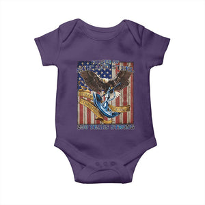 Military Navy 250th Anniversary Baby Onesie Forged of Salt and Steel Patriotic Eagle Anchor American Flag TS02 Purple Print Your Wear