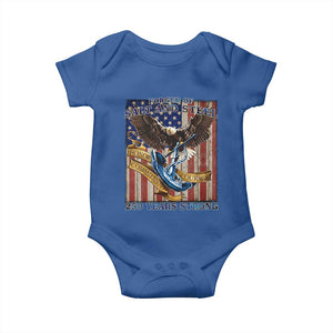 Military Navy 250th Anniversary Baby Onesie Forged of Salt and Steel Patriotic Eagle Anchor American Flag TS02 Royal Blue Print Your Wear