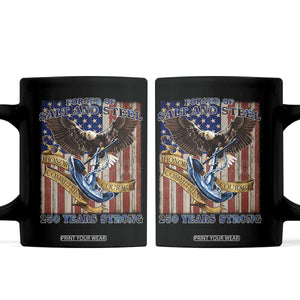 Military Navy 250th Anniversary Coffee Mug Forged of Salt and Steel Patriotic Eagle Anchor American Flag TS02 Black Print Your Wear