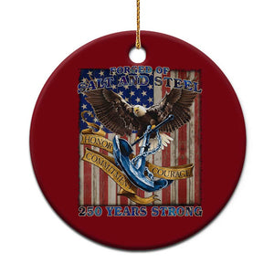 Military Navy 250th Anniversary Ceramic Ornament Forged of Salt and Steel Patriotic Eagle Anchor American Flag TS02 1pc Red Print Your Wear