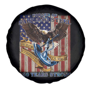 Military Navy 250th Anniversary Spare Tire Cover Forged of Salt and Steel Patriotic Eagle Anchor American Flag TS02 Print Your Wear