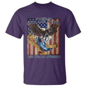 Military Navy 250th Anniversary T Shirt Forged of Salt and Steel Patriotic Eagle Anchor American Flag TS02 Purple Print Your Wear