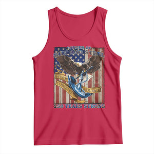 Military Navy 250th Anniversary Tank Top Forged of Salt and Steel Patriotic Eagle Anchor American Flag TS02 Red Print Your Wear