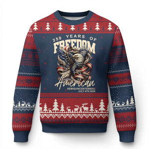 250 Years of Freedom Eagle Ugly Christmas Sweater US 250th Anniversary American Semiquincentennial 2026 Patriotic TS02 Navy Red Print Your Wear