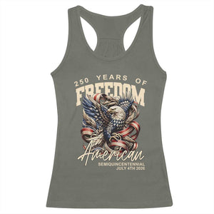 250 Years of Freedom Eagle Racerback Tank Top US 250th Anniversary American Semiquincentennial 2026 Patriotic TS02 Military Green Print Your Wear