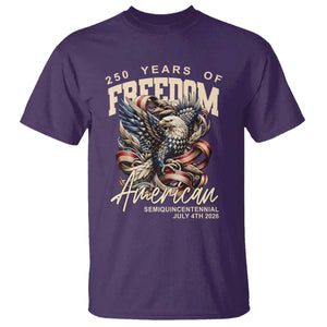 250 Years of Freedom Eagle T Shirt US 250th Anniversary American Semiquincentennial 2026 Patriotic TS02 Purple Print Your Wear