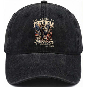 250 Years of Freedom Eagle Washed Cotton Baseball Cap US 250th Anniversary American Semiquincentennial 2026 Patriotic TS02 Washed Cap Universal Fit Black Print Your Wear