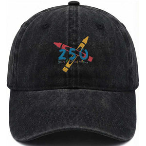 250 Years of Eating Crayons Washed Cotton Baseball Cap Funny Military Crayon Joke Veterans Marines TS02 Washed Cap Universal Fit Black Print Your Wear