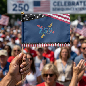 250 Years of Eating Crayons Patriotic Handheld Flag Funny Military Crayon Joke Veterans Marines TS02 Classic 8.2" × 5.5" Blue Black Print Your Wear