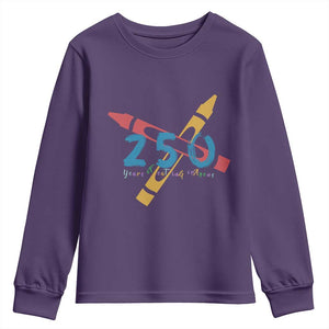 250 Years of Eating Crayons Youth Sweatshirt Funny Military Crayon Joke Veterans Marines TS02 Purple Print Your Wear