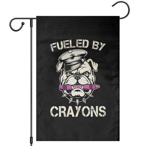 Fueled by Crayons Bulldog Garden Flag Funny Military Crayon Eater Gift for Veterans TS02 Black Print Your Wear