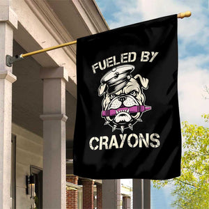 Fueled by Crayons Bulldog Garden Flag Funny Military Crayon Eater Gift for Veterans TS02 Print Your Wear