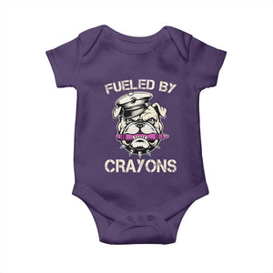 Fueled by Crayons Bulldog Baby Onesie Funny Military Crayon Eater Gift for Veterans TS02 Purple Print Your Wear