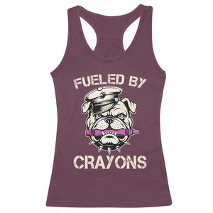 Fueled by Crayons Bulldog Racerback Tank Top Funny Military Crayon Eater Gift for Veterans TS02 Maroon Print Your Wear
