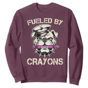 Fueled by Crayons Bulldog Sweatshirt Funny Military Crayon Eater Gift for Veterans TS02 Maroon Print Your Wear