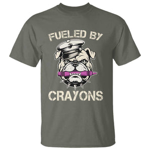 Fueled by Crayons Bulldog T Shirt Funny Military Crayon Eater Gift for Veterans TS02 Military Green Print Your Wear