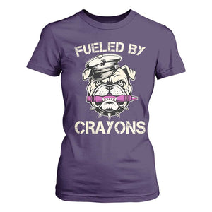 Fueled by Crayons Bulldog T Shirt For Women Funny Military Crayon Eater Gift for Veterans TS02 Purple Print Your Wear